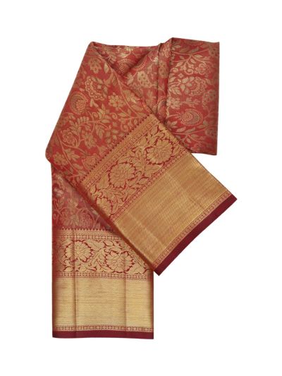 Vivaha Kanchipuram Pure Silk Floral Vine Jaal with Interlocking Zari Pallu Saree