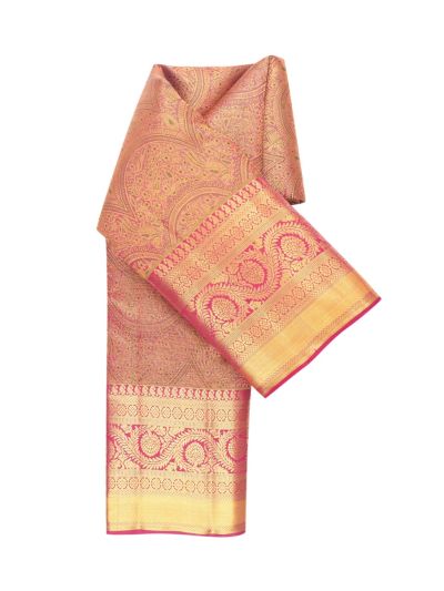 Vivaha Kanchipuram Pure Silk Animal Floral Scallop with Lattice Pallu Saree
