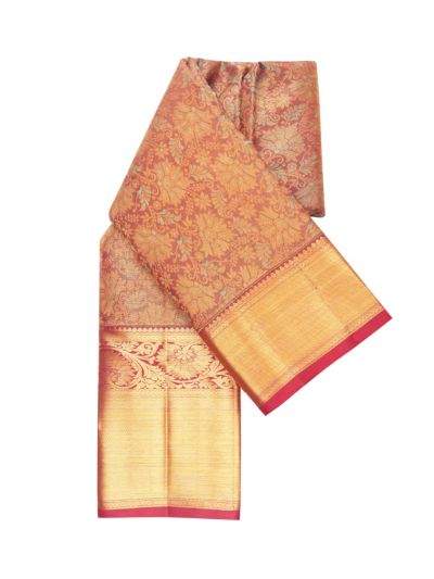Vivaha Kanchipuram Pure Silk Floral Vine Jaal with Diamond Zari Pallu Saree