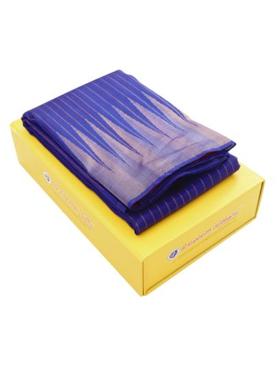 Gracecharm Pure Soft Silk Zari Pinstripe with Floral Jaal Pallu Saree