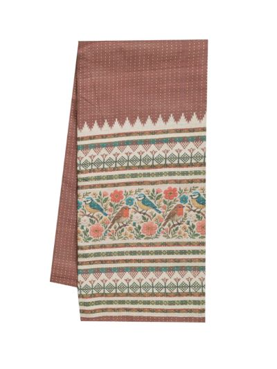Gracecharm Semi Linen Micro Dotted Stripe with Bird Floral Pallu Saree