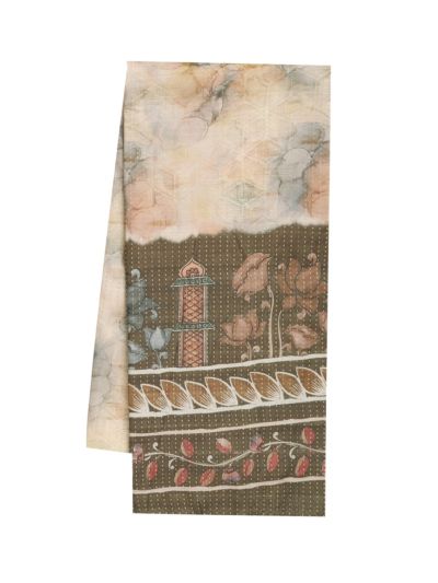 Gracecharm Semi Linen Abstract Floral with Ornamental Pallu Saree