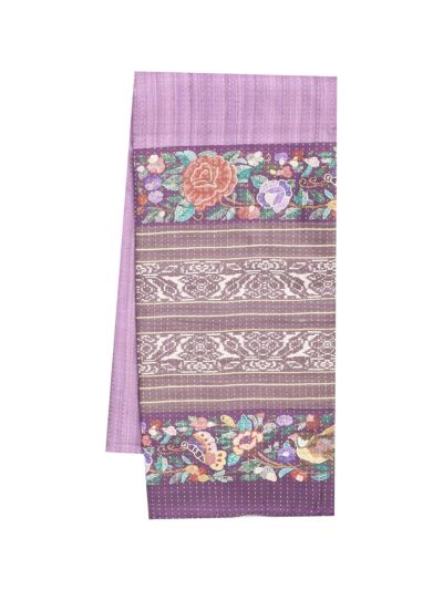 Gracecharm Semi Linen Dotted Stripe with Bird Floral Geometric Pallu Saree