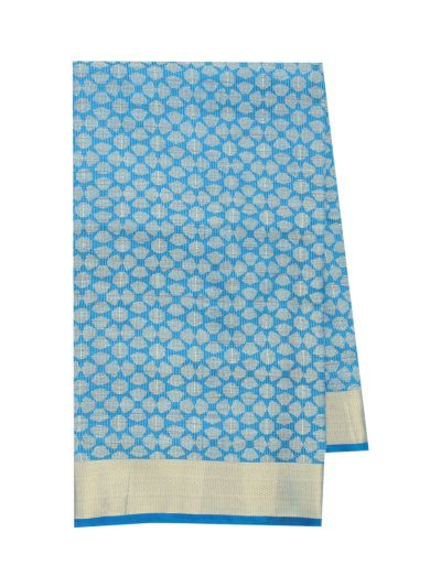 Gracecharm Semi Jute Geometric Oval Mesh with Stripe Pallu Saree
