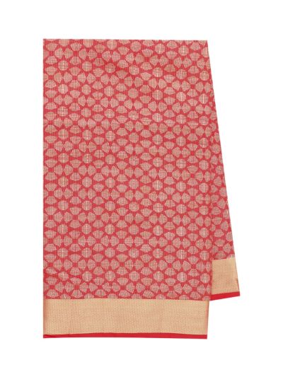 Gracecharm Semi Jute Geometric Oval Mesh with Panel Stripe Pallu Saree