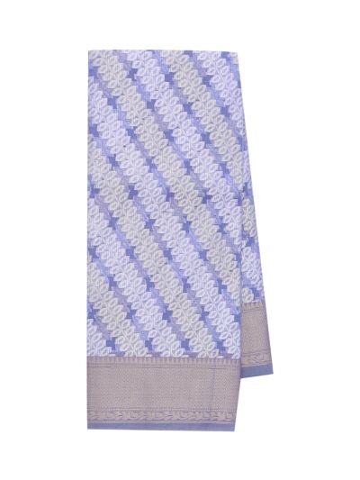 BlossomEase Elegant Super Netted Diagonal Leaf Herringbone Border Saree