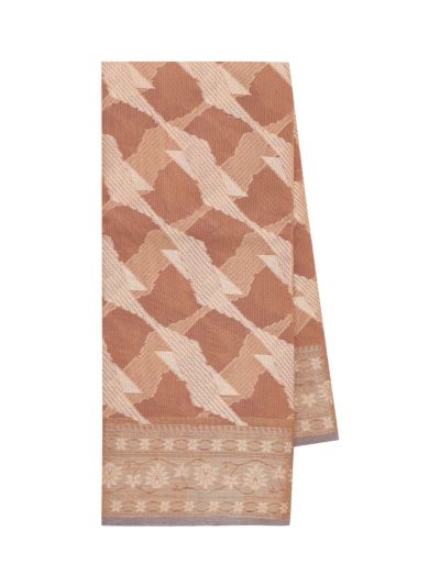 BlossomEase Elegant Super Netted Abstract Leaf Floral Border Saree