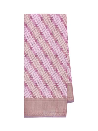 BlossomEase Elegant Super Netted Diagonal Leaf Vine Herringbone Border Saree