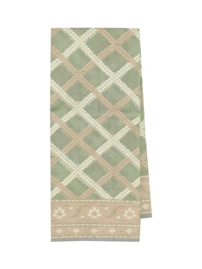 BlossomEase Elegant Super Netted Criss-Cross Lattice Floral Border Saree