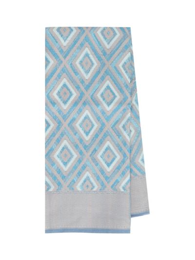 BlossomEase Elegant Super Netted Geometric Diamond Herringbone Border Saree