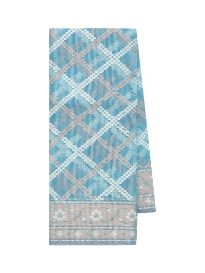 Gracecharm Fancy Super Net Interlaced Diamond Lattice with Floral Stripe Pallu Saree