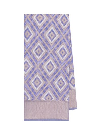 Gracecharm Fancy Super Net Concentric Diamond Lattice with Herringbone Stripe Pallu Saree