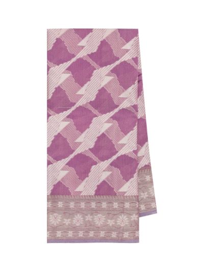 Gracecharm Fancy Super Net Interlocking Ribbon Lattice with Floral Stripe Pallu Saree