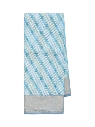 Gracecharm Fancy Super Net Diagonal Leaf Vine Stripe with Chevron Pallu Saree