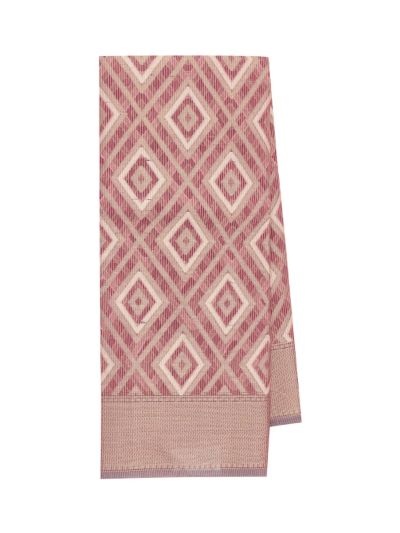 Gracecharm Super Net Concentric Diamond Lattice with Herringbone Stripe Pallu Saree