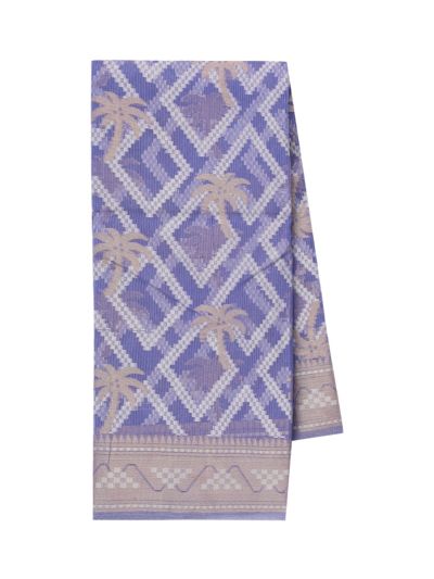 Gracecharm Super Net Palm Tree Diamond Lattice with Geometric Stripe Pallu Saree