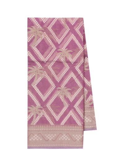 Gracecharm Super Net Palm Diamond Lattice with Geometric Stripe Pallu Saree