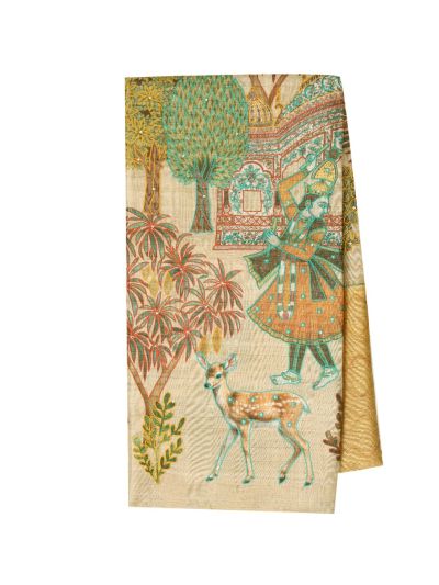 Gracecharm Semi Tussar Diamond Jaal with Royal Garden Pallu Saree