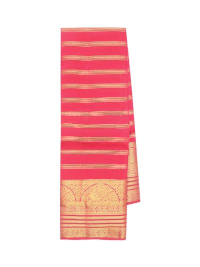 Gracecharm Silk Zari Stripe with Diamond Lattice Pallu Saree