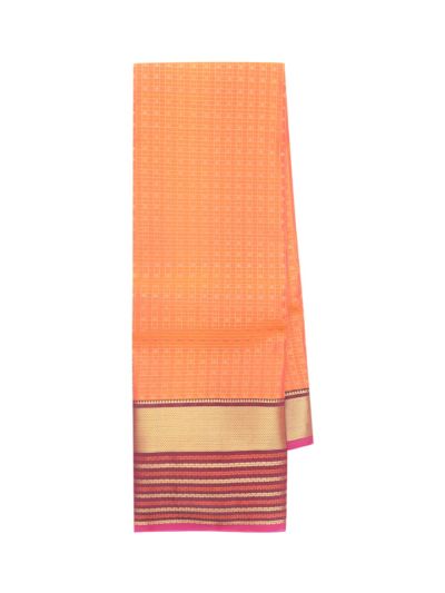 Gracecharm Silk Fine Grid Check with Geometric Jaal Pallu Saree