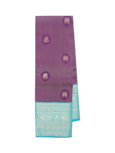 Gracecharm Silk Yali Butta with Contrast Zari Border Saree  