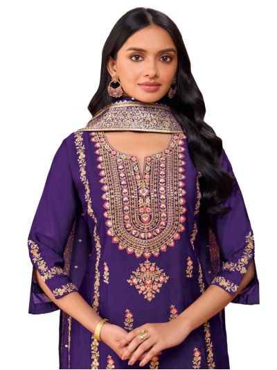 Graceful Muse Readymade Floral Butta U-Yoke Embroidered Salwar Kameez