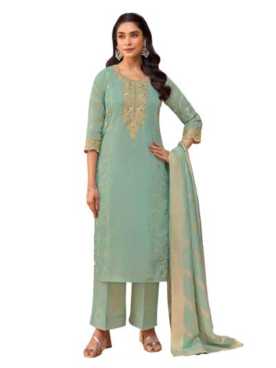 Graceful Muse Readymade Floral Butta Round Neck Embroidered Salwar Kameez