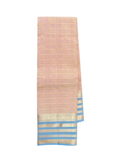 Gracecharm Silk Zari Window Check with Check Stripe Pallu Saree