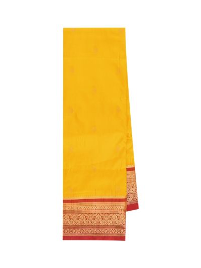 Bharatanatyam Silk Floral Butta with Diagonal Leaf Vine Pallu Saree