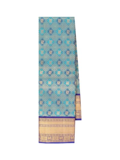 Gracecharm Silk Diamond Annapakshi Grid with Floral Lattice Pallu Saree