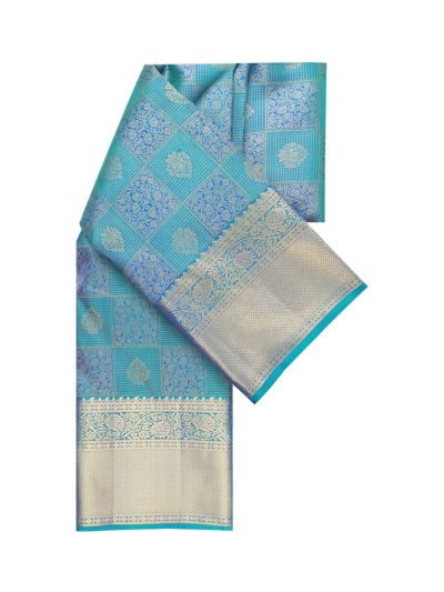 Vivaha Kanchipuram Pure Silk Floral Check Jaal with Chevron Pallu Saree