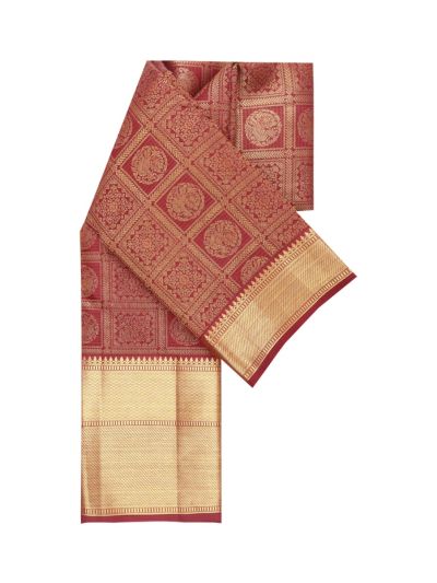 Vivaha Kanchipuram Pure Silk Annapakshi Floral Check with Zari Pallu Saree