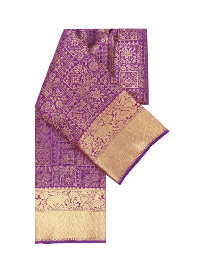 Vivaha Kanchipuram Pure Silk Floral Check Jaal with Diamond Jaal Pallu Saree