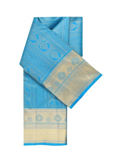 Vivaha Kanchipuram Pure Silk Floral Medallion Stripe with Lattice Pallu Saree