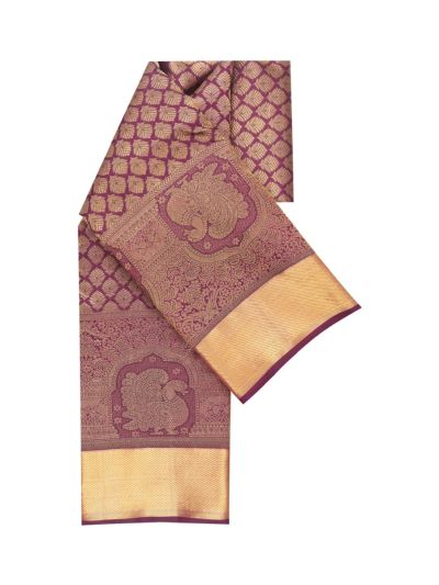Vivaha Kanchipuram Pure Silk Floral Butta with Diamond Lattice Pallu Saree