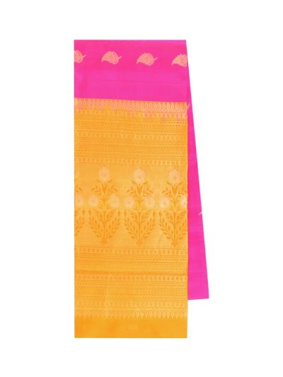 Gracecharm Pure Soft Silk Leaf Butta with Floral Bouquet Pallu Saree