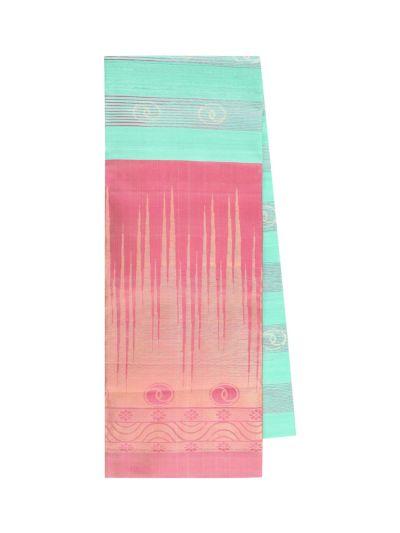 Gracecharm Pure Soft Silk Striped Swirl Butta with Abstract Streak Pallu Saree
