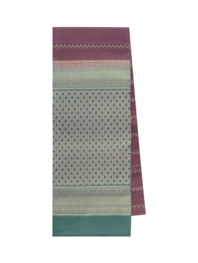 Gracecharm Pure Soft Silk Zigzag Stripe with Diamond Floral Brocade Pallu Saree