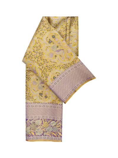 Vivaha Kanchipuram Pure Silk Peacock Floral Medallion with Brocade Pallu Saree