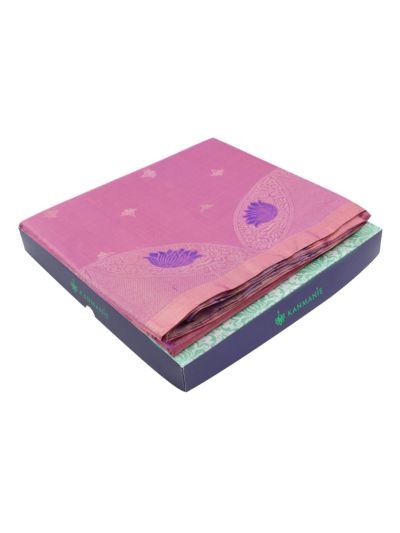 Kanmanie Soft Silk Butta and Lotus Medallion 5 Inch Turning Border Saree