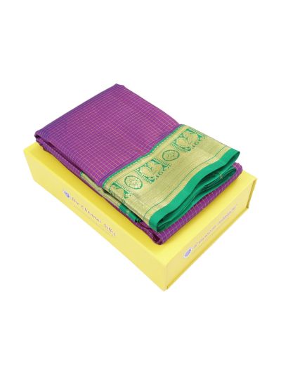 Vivaha Pure Silk Zari Micro Check with Diamond Brocade Pallu Saree