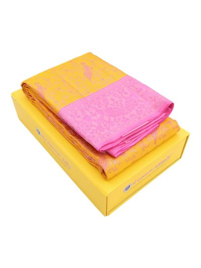 Gracecharm Uppada Silk Peacock Floral Jaal with Diamond Floral Pallu Saree
