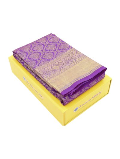 Vivaha Kanchipuram Pure Silk Floral Medallion Trellis Jaal with Zari Brocade Pallu Saree