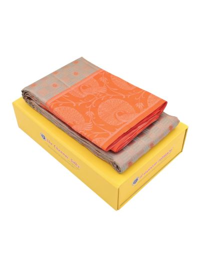 Vivaha Kanchipuram Pure Silk Check Floral Butta with Peacock Border Saree