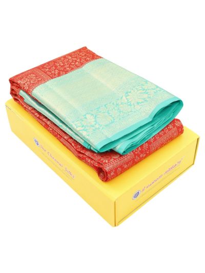 Vivaha Kanchipuram Pure Silk Floral Medallion Square Jaal with Diamond Lattice Pallu Saree
