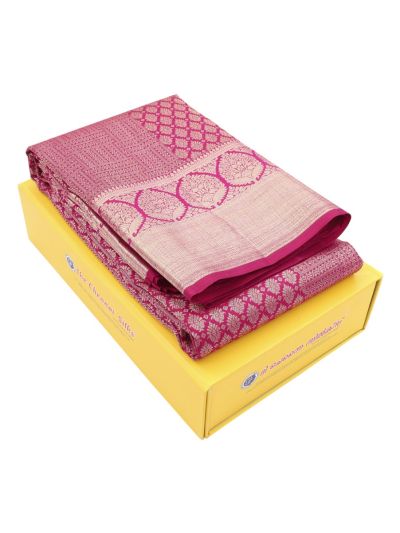Vivaha Kanchipuram Pure Silk Geometric Floral Brocade with Zari Border Saree