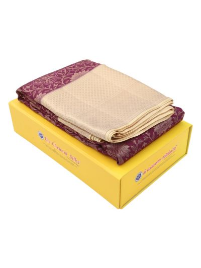 Vivaha Kanchipuram Pure Silk Floral Vine Jaal with Contrast Zari Border Saree