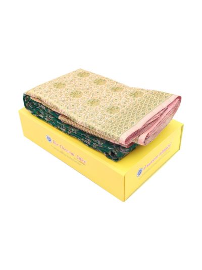Vivaha Goddess Kanchipuram Pure Silk Floral Vine Jaal with Floral Brocade Pallu Saree