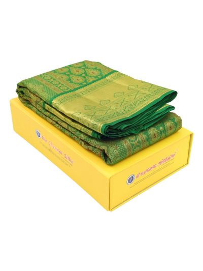 Vivaha Kanchipuram Pure Silk Annapakshi Grid with Diagonal Brocade Pallu Saree