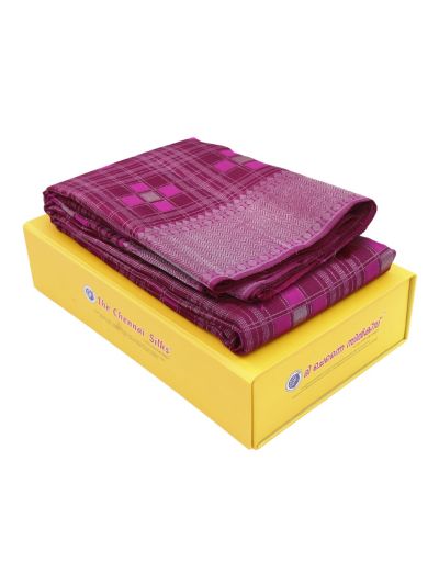 Vivaha Kanchipuram Pure Silk Zari Check with Geometric Brocade Pallu Saree